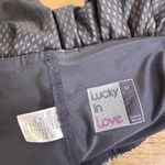 Lucky In Love High Tech Smocked Skirt Womens Size Medium Grey Diamond Geo Stripe Gray Photo 4