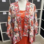 Feathers by Tolani Colorful Easter Floral One Size OSFM Short Kimono Cardigan Red Photo 0