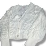 No Boundaries  Juniors Size L 11-13 White Mesh Cardigan Open Front Knit Sweater Photo 2