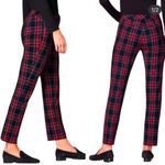 ZARA  Plaid Straight Leg Slim Pant Black and Red Size 4 Photo 1