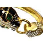 VTG Black Enamel Panther Door Knocker Bangle Bracelet Hinge Ciner Style Gold Photo 3