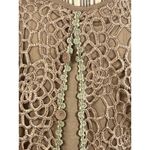 Pretty Angel Brown Open Crochet Lace Puff Sleeve Pullover Top Size Large NEW Photo 3