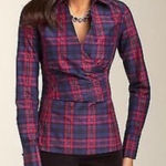 Talbots Pink and Blue Plaid Silk Shirt NEW with tags Size 6P Photo 0