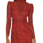 Saylor Celia Puff Shoulder Lace Mini Dress Russet Orange Size XS Photo 0