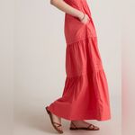 NWT Quince Women’s 100% Organic Cotton Poplin Tiered Maxi Dress – Coral, Size S Pink Photo 5