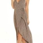 Lucy Love Alter Your Mood Amalfi Wrap Dress Taupe Cheetah Print Crepe Size M Photo 0