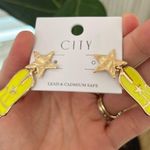 NWT City Yellow Cowboy Boot and Star Large Dangle Earrings Photo 2