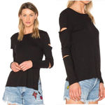 n:philanthropy n:Philanthrophy Gloria Long Sleeve Cutout Top Tee Shirt Black Size Medium Photo 1