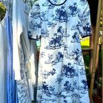 Donna Morgan Blue and White Tropical Print  Dress Photo 0