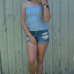 Rue 21 baby blue plaid printed tank top Photo 1