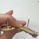 Silver Tone Mirrored Purple Beaded Dangle Chandelier Earrings Womens Pierced Photo 5