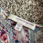 Lavender Brown cream tribal print silk tank top size XS Photo 6