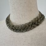 American Vintage Vintage Beaded Braided Silver Choker Bib Collar Statement Necklace Photo 1