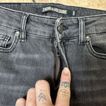 Zadig & Voltaire  Eva Gris Washed Black Mid Rise Skinny Jeans Skulls Grunge 27x32 Photo 6