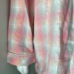 Victoria's Secret  Pajama Shirt Top Pastel Metallic Plaid Button Front Photo 2