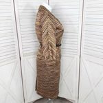 Dress Barn Vintage Isabel & Nina Striped Knit Blazer Skirt Suit Tan Multi 12 Photo 2