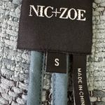 Nic+Zoe  Fringe Tweed Open Jacket Knit Cotton Blend Light Blue Grey Striped Small Photo 4