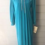 Pierre Cardin NWT  Vintage Turquoise Plush Velour Robe Zipper Photo 0