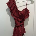 Anthropologie Maeve Red Rita Ruffled One Shoulder Top Blouse Small Polka Dot Photo 4