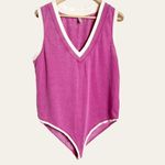 Free People Pink V-Neck Tabk Top Bodysuit Size L Photo 3