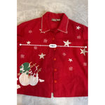 Women's VINTAGE WOOL blend Red Christmas Cardigan M Size M Photo 6