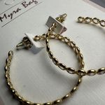 Myra Bags  Handcrafted Gold Tone Clear Crystal Pierced Hoop Earrings Moonshine Photo 6
