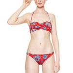 Desigual  Red Floral Bandeau Bikini sz M Photo 0