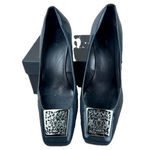 Tahari Wicked embellished grey slip on patent loafers pumps size 10 Photo 1