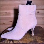EXPRESS NWT  Size 7 Tan Suede Ankle Heeled Booties Braided Trim Photo 1