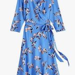 Coolibar UPF 50+ Women's Mila Wrap Dress Sun Protective Blue Floral Size Medium Black Photo 0