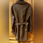 ZARA Faux Leather Belted Shirt Shacket Overshirt Dress in Cognac Brown Size XS Photo 13