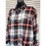 Old Navy Red/White Plaid Flannel Boyfriend Button Up Long Sleeve Shirt Size L Photo 1