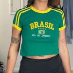 Green and yellow Brazil crop top by salada de cores Size XS Photo 1