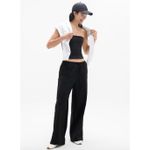 Athleta Tall Paradise Mid Rise Wide Leg Pant Black Linen Blend Relaxed M NWT Photo 1