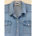 Hayden Chambray Pearl Snap Top Ruffle Hem Western Yoke Size M Rodeo Festival Photo 3