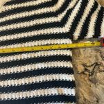 Black & White Striped V Neck Cardigan Size Medium NWT Sz M Cropped Knit Sweater Photo 4