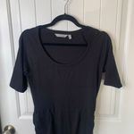 Athleta  Black Dress Ruched Casual Scoop Neck Short Sleeve Size Small‎ minimalist Photo 1