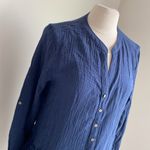 Carve Designs  Gauze Shirt Dress Womens Sz Medium Navy Button Down Long Sleeve Photo 1