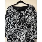 Talbots  Black/White Paisley Bell Sleeve Scoop Neck 3/4‎ Sleeve Dress Sz 8 $139 Photo 8