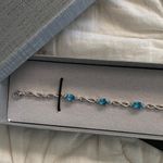 Zales  Oval Swiss Blue Topaz Infinity Link Bracelet Sterling Silver 925 Photo 2