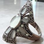 Silver Art Deco Style Ring With White Stones Size 7.5 Photo 2