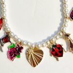 Betsey Johnson π Faux Pearl Charm Necklace - Ladybug, Lips, Flower & Cowboy Boot Photo 6