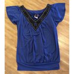Wrapper  ~ Size X-Small  ~ Blue Blouse ~ V-Neck Photo 0