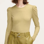 Rebecca Taylor  Olive Green Puff Long Sleeve Top Photo 0