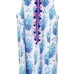 Lilly Pulitzer Jane Shift Dress Women’s Size 4 Tassel Hem Sea Spray White Blue Photo 0