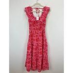 J.Crew Printed Ruffle Midi Dress Floral Pink Cotton A Line Cottagecore US 0 NWT Photo 2