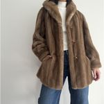 Vintage Mincara Russel Taylor Faux Fur Jacket Womens Large Tan Mob Wife Glam Brown Photo 3
