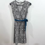 Merona Black and white faux wrap dress with teal belt size XS Photo 2