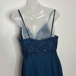 Azazie  Sonya Bridesmaid Dress gown lace bodice maxi size 4 Green Blue wedding Photo 2