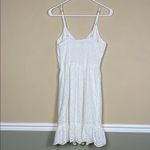 Japna  Women’s Boho Cottage Eyelet Lace White Smocked Back Ruffle Hem Tank Dress Photo 3